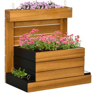 Outsunny verhoogd bed met 4 plantenbakken, bloembak met zelfbewateringssysteem