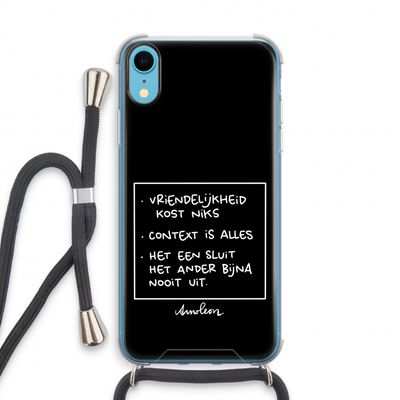 Mijn Motto's: iPhone XR Transparant Hoesje met koord