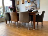 Set van 8 leren kuip eetkamerstoelen - met wieltjes - verschillende kleuren leer - Echt leer, Modern, ontdek de vele Leersoorten en Kleuren bij ShopX