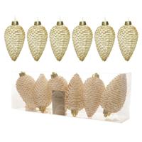 Dennenappels kersthangers - 12x st - creme wit - 8 cm - kunststof - kerstversiering - thumbnail