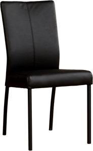 Blauwe leren moderne eetkamerstoel Comfort - poot rond zwart - Toledo Leer Marine (blauw leer)