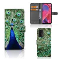 OPPO A54 5G | A74 5G | A93 5G | Telefoonhoesje | Met pasjeshouder | Pauw