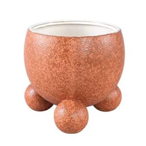 PTMD Malinda Orange ceramic pot round shape round legXL