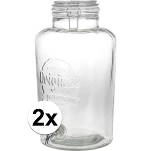 2x Glazen drank dispenser 8 liter