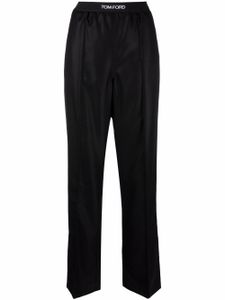 TOM FORD pantalon droit à taille à logo - Noir