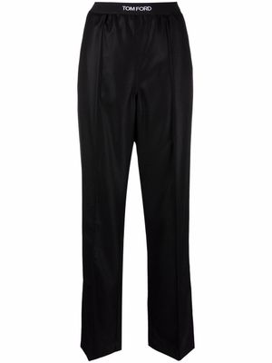 TOM FORD pantalon droit à taille à logo - Noir