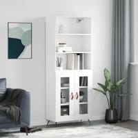 Hoge kast 69,5x34x180 cm bewerkt hout wit