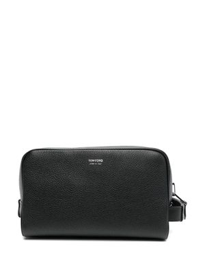 TOM FORD tousse de toilette en cuir à logo imprimé - Noir