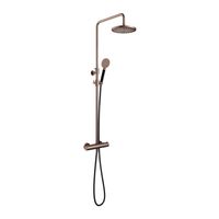 Hotbath Cobber Opbouw Regendoucheset Met Thermostaatkraan Met 20cm Ronde Hoofddouche en Ronde Handdouche Geborsteld Koper PVD - thumbnail