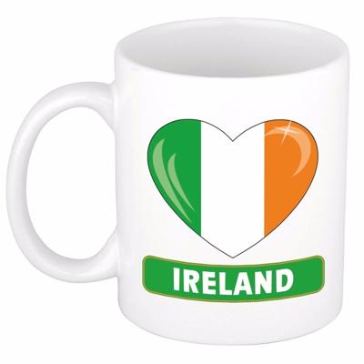 Hartjes vlag Ierland koffiemok - drink beker - white - 300 ml - supporters Hartjes vlag Ierland koffiemok - drink beker - white - 300 ml - supporters