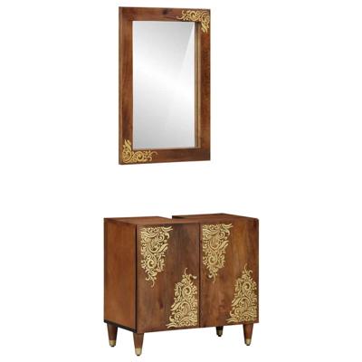 Badkamermeubelset 2 pcs Bruin 62 x 33 x 58 cm Massief mangohout