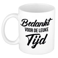 Bedankt voor de leuke tijd - Cadeau koffiemok - beker - wit - Afscheid - collega - juf - mees