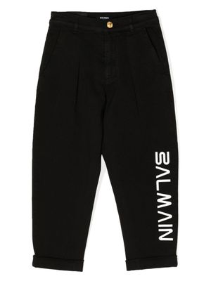 Balmain Kids jean droit à logo imprimé - Noir