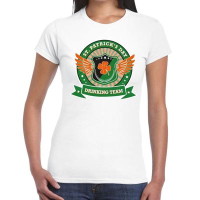 St. Patricks day drinking team t-shirt - wit - voor dames - Sint Patrick's day kleding