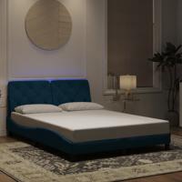 Bedframe met LED zonder matras fluweel blauw 140x200 cm