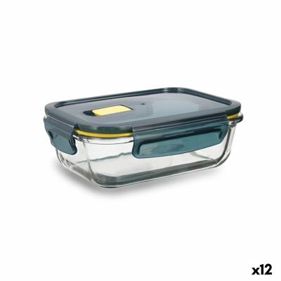 Hermetische Lunchtrommel Quid Astral Rechthoekig 640 ml Blauw Glas (12 Stuks)