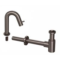INK 4B Fonteinkraanset - staande Fonteinkraan - laag gebogen - designSifon - Metal black 9902474