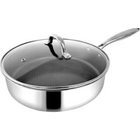 ENRICO RVS hapjespan - 28 cm - met glazen deksel - PFAS-vrij