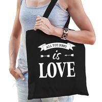 Gay Pride tas - katoen - 42 x 38 cm - zwart - LHBTI - All you need is love