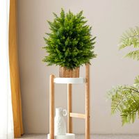 Set van 2 Kunstplanten Cederbuxus Kunstboom met Pot Kunstmatige Decoratieve Plant Kamerplant 55 cm - thumbnail