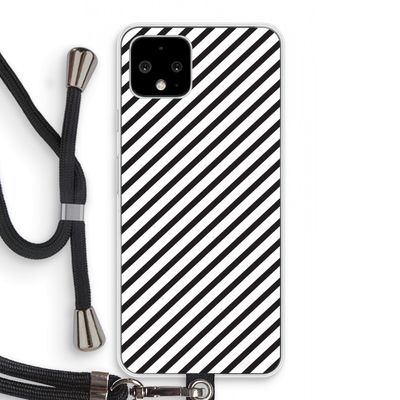 Strepen zwart-wit: Pixel 4 Transparant Hoesje met koord