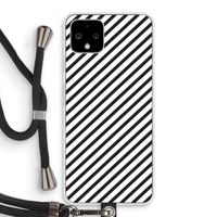 Strepen zwart-wit: Pixel 4 Transparant Hoesje met koord