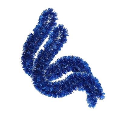 Kerstslingers - 2x stuks - blauw - glitter - folie - 180 x 7 cm - kerstboom versiering Kerstslingers - 2x stuks - blauw - glitter - folie - 180 x 7 cm - kerstboom versiering