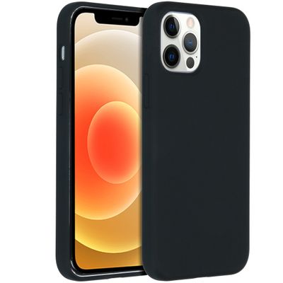 AccezzLiquid Silicone Backcover iPhone 12 Pro Max Telefoonhoesje Zwart