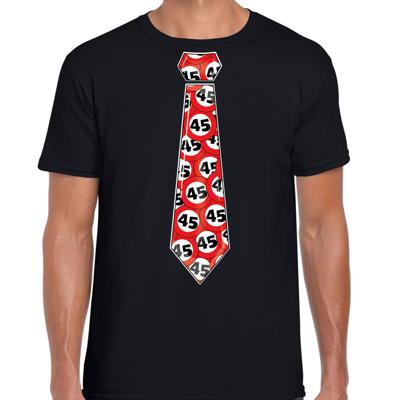 Cadeau T-shirt voor heren - 45 jaar - zwart - stopbord leeftijden - verjaardag
