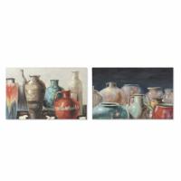Schilderij DKD Home Decor Canvas 90 x 2,7 x 60 cm Vaas Cottage (2 Stuks)