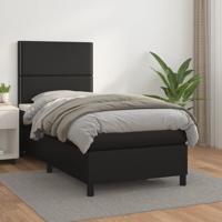 Boxspring met matras kunstleer zwart 90x190 cm