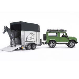 Bruder Land Rover Defender incl. paardentrailer en paard