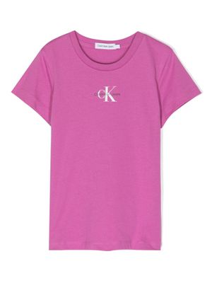 Calvin Klein Kids t-shirt en coton à logo imprimé - Rose