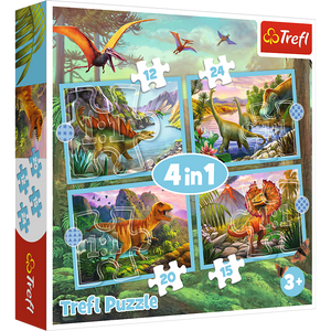 4-in-1 Puzzel - Unique dinosaurs