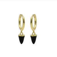 Karma Oorringen Hinged Hoops Emaille Cone Zwart Goud
