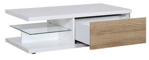 Salontafel Karma 120 cm breed - Hoogglans wit met Eiken