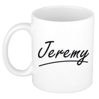 Naam cadeau mok / beker Jeremy met sierlijke letters 300 ml   -