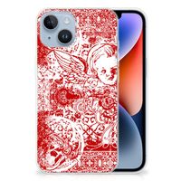 Silicone Back Case Apple iPhone 14 Angel Skull Rood