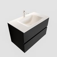 Badkamermeubel Solid Surface BWS Oslo 80x45 cm Mat Zwart Urban (1 kraangat)