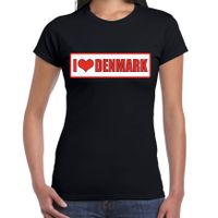 I love Denmark / Denemarken landen t-shirt zwart dames - thumbnail