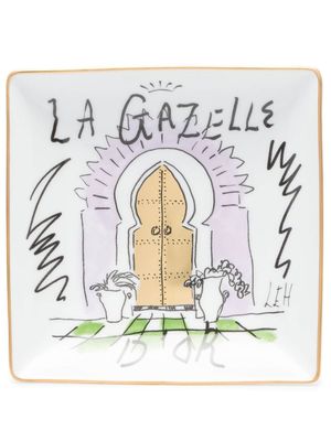 GINORI 1735 assiette carrée La Gazelle D'or (13.5 cm) - Blanc