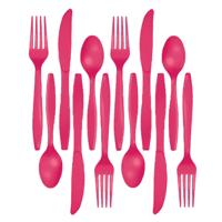 Creative Converting Kunststof bestek setje - 96x delig - roze - herbruikbaar