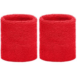 Set van 2x stuks zweetbandjes rood voor om de pols