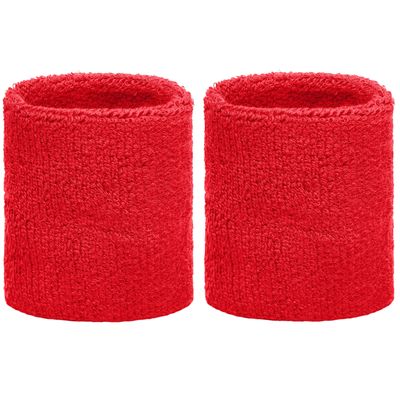 Set van 2x stuks zweetbandjes rood voor om de pols