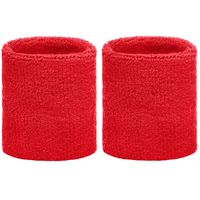 Set van 2x stuks zweetbandjes rood voor om de pols