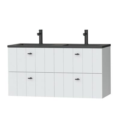 Tiger Maryport Meubelset 120 cm met 4 lades Mat wit incl Quadro wastafel Mat zwart - 1496028912