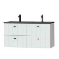 Tiger Maryport Meubelset 120 cm met 4 lades Mat wit incl Quadro wastafel Mat zwart - 1496028912