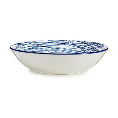 Diep bord Strepen Porselein Blauw Wit 6 Stuks (20 x 4,7 x 20 cm)