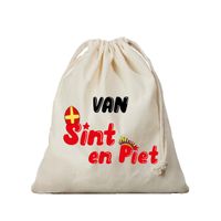 1x Sinterklaas cadeauzak Van Sint en Piet met koord voor pakjesavond als cadeauverpakking