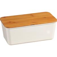 Kesper broodtrommel - met bamboe snijplank deksel - 18 x 34 x 14 cm - Keuken - wit/bruin - melamine